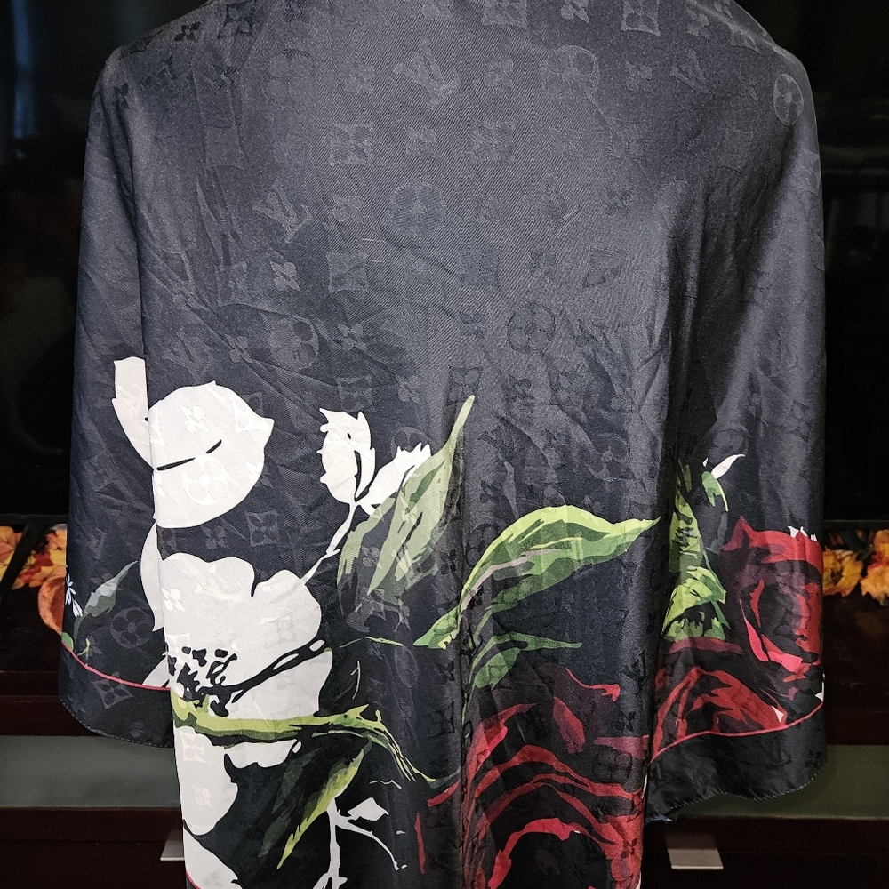 Floral Black Women's Scarf - Picture 3 of 5